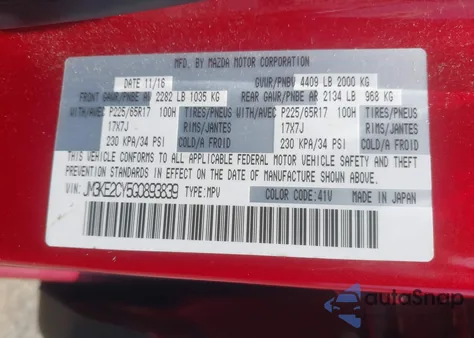 2016 Mazda Cx-5 Touring from USA, damaged, VIN JM3KE2CY5G0893839